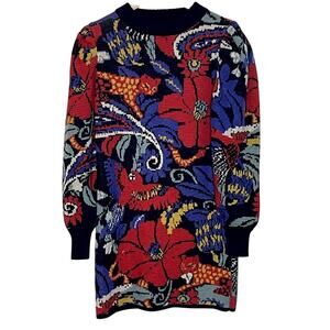 FARM RIO VINTAGE‎ FOREST BLUE SWEATER DRESS SIZE XS